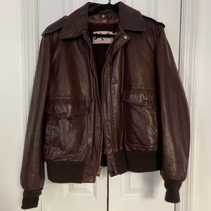 Schott Vintage Brown Leather Flight Bomber Jacket